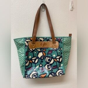 FOSSIL Plastic Coated Floral Canvas Tote Bag